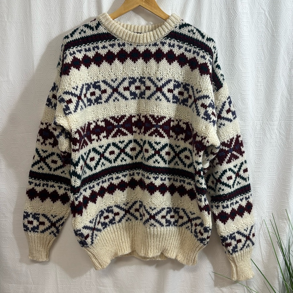 Nordstrom Vintage 80s/90s Grandpa Oversized Wool Sweater Pullover XL thick knit
